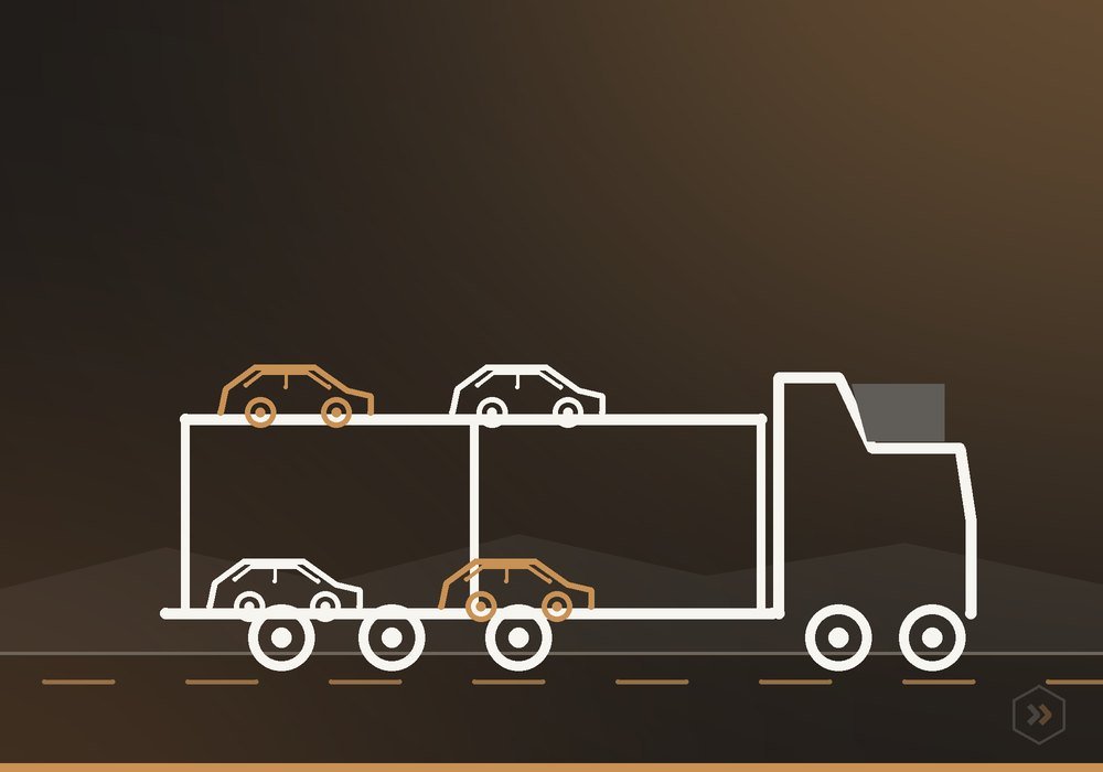 A car loaded onto an AMT Solutions vehicle carrier